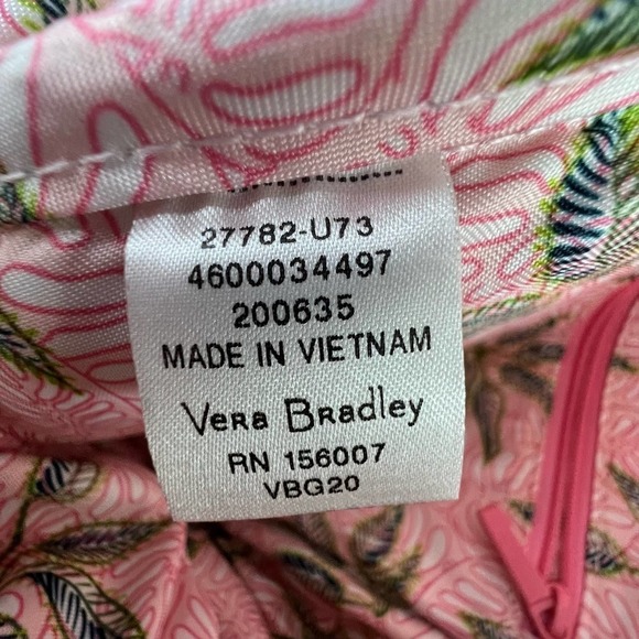 Vera Bradley Straw Mini Convertible Backpack Light Natural Straw Tan Pink Green - Picture 12 of 13